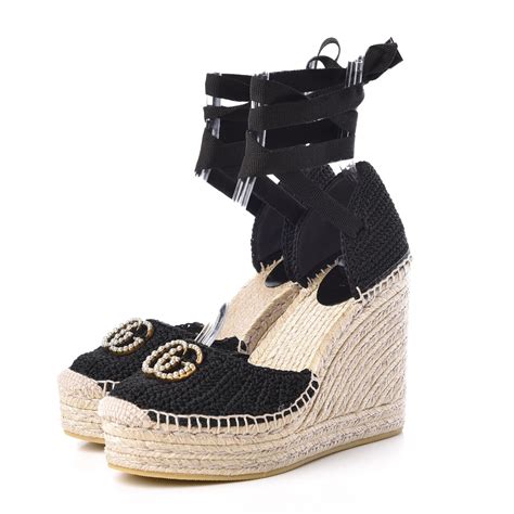 gucci wedge shoe with pearls around edge|gucci espadrilles wedges.